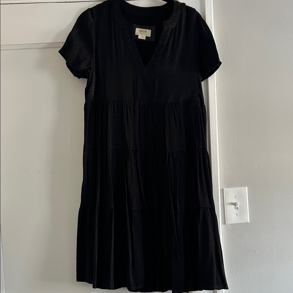 Maeve Black V-Neck Mini Dress